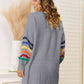 Striped Open Front Dropped Shoulder Cardigan