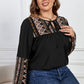 Melo Apparel Plus Size Printed Round Neck Tie Front Blouse