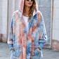Tie-Dye Plush Hooded Jacket with Pockets