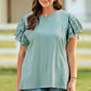 Plus Size Butterfly Sleeve Round Neck Top