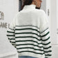 Striped Turtleneck Drop Shoulder Sweater