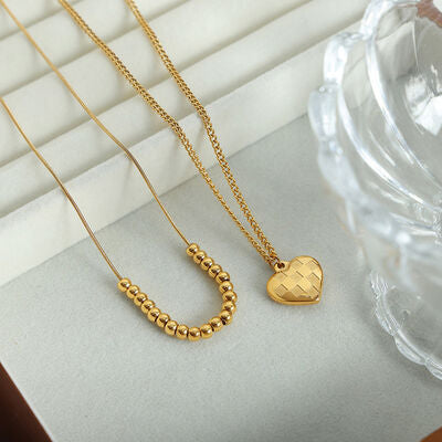 Heart Pendant Double-Layered Necklace