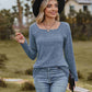 Ribbed Square Neck Long Sleeve Tee
