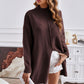 Exposed Seam Mock Neck Slit Sweater