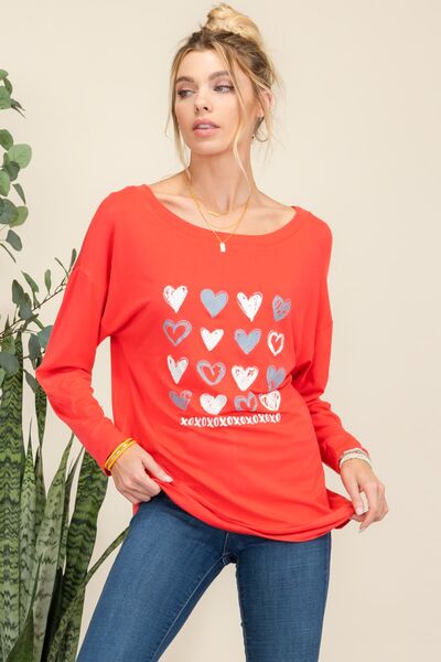 Celeste Heart Graphic Long Sleeve T-Shirt