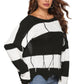 Color Block Backless Long Sleeve Sweater