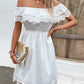 Ruched Lace Detail Off-Shoulder Dress