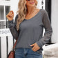 V-Neck Long Raglan Sleeve Top