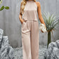 Grecian Neck Sleeveless Pocketed Top and Pants Set
