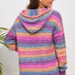 Multicolor Dropped Shoulder Hooded Sweater