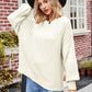 Ribbed Drop Shoulder Lantern Sleeve Sweater