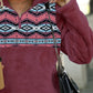 Geometric Quarter-Zip Collared Sweatshirt