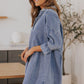 Collared Neck Flounce Sleeve Denim Mini Dress