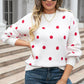 Polka Dot Round Neck Dropped Shoulder Sweater