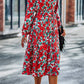Printed Button Front Belted Tiered Shirt Dress