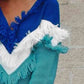 Color Block Fringed V-Neck Sweater