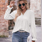 Eyelet V-Neck Flounce Sleeve Blouse