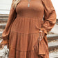Plus Size Smocked Square Neck Tiered Dress