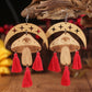 Moon & Mushroom Tassel Detail Dangle Earrings
