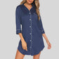 Button Up Collared Neck Night Dress with Pocket