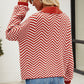 Striped Collared Neck Buttoned Pullover Sweater