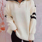 Ribbed Two-Tone Half Zip Sweater