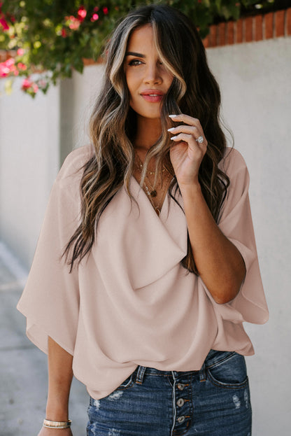 Short Sleeve Draped Blouse