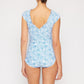 V-Neck One Piece Swimsuit In Thistle Blue