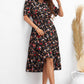 Floral Collared Neck Puff Sleeve Dress