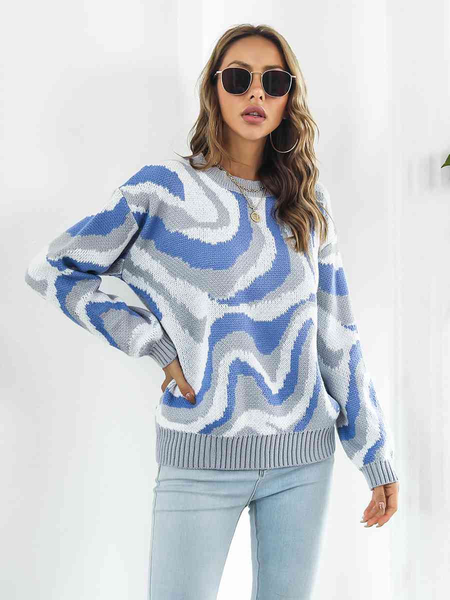 Round Neck Dropped Shoulder Sweater