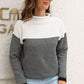 Two-Tone Mock Neck Dropped Shoulder Pullover Sweater