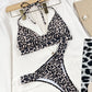 Leopard Cutout Halter Neck Bikini Set
