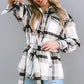 Plaid Tie Front Collared Neck Jacket