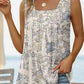 Printed Square Neck Curved Hem Tank