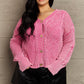 HEYSON Soft Focus Wash Cable Knit Cardigan in Fuchsia