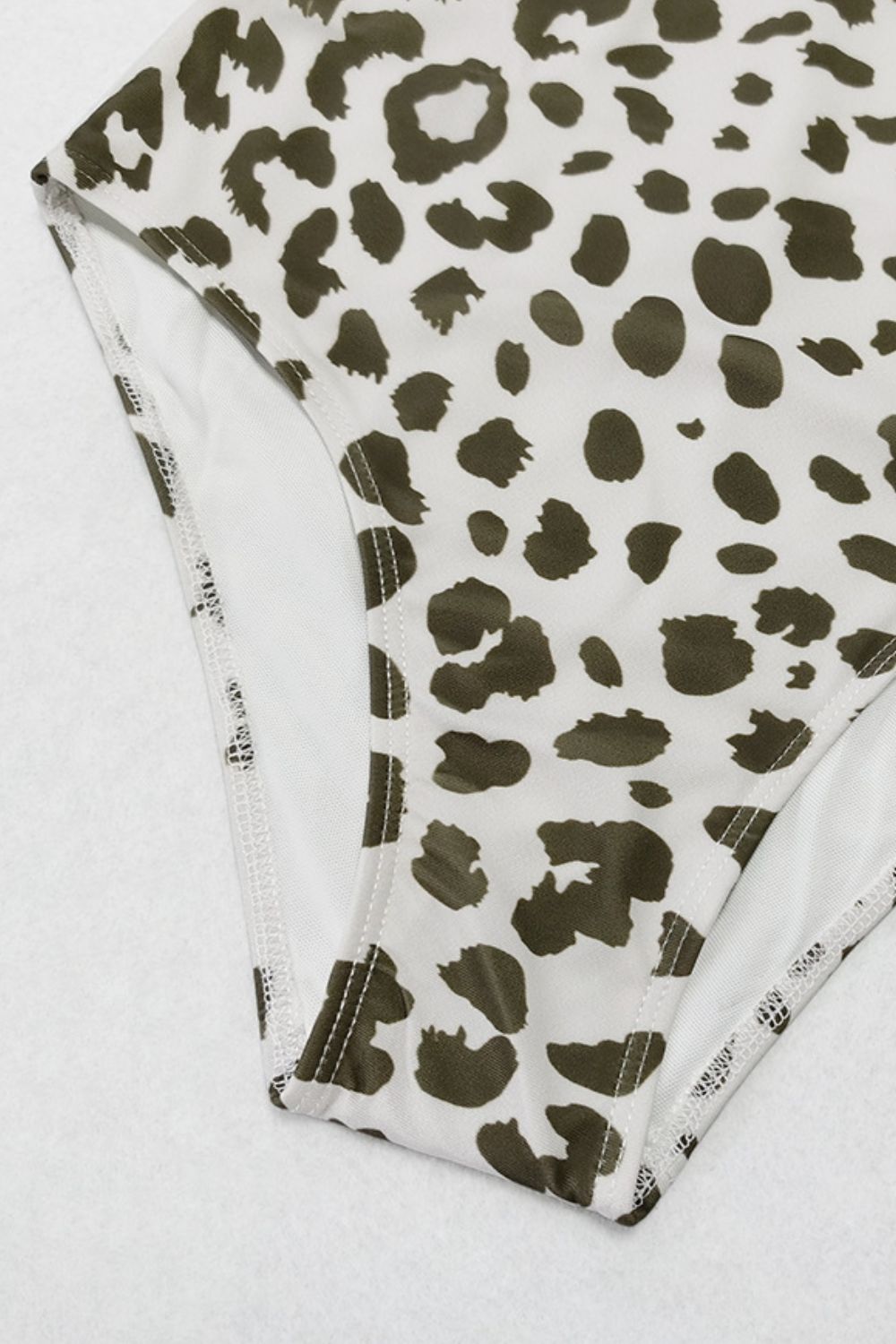 White Leopard Print One-Piece Swimsuit