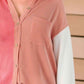 Color Block Drop Shoulder Shirt with Pocket