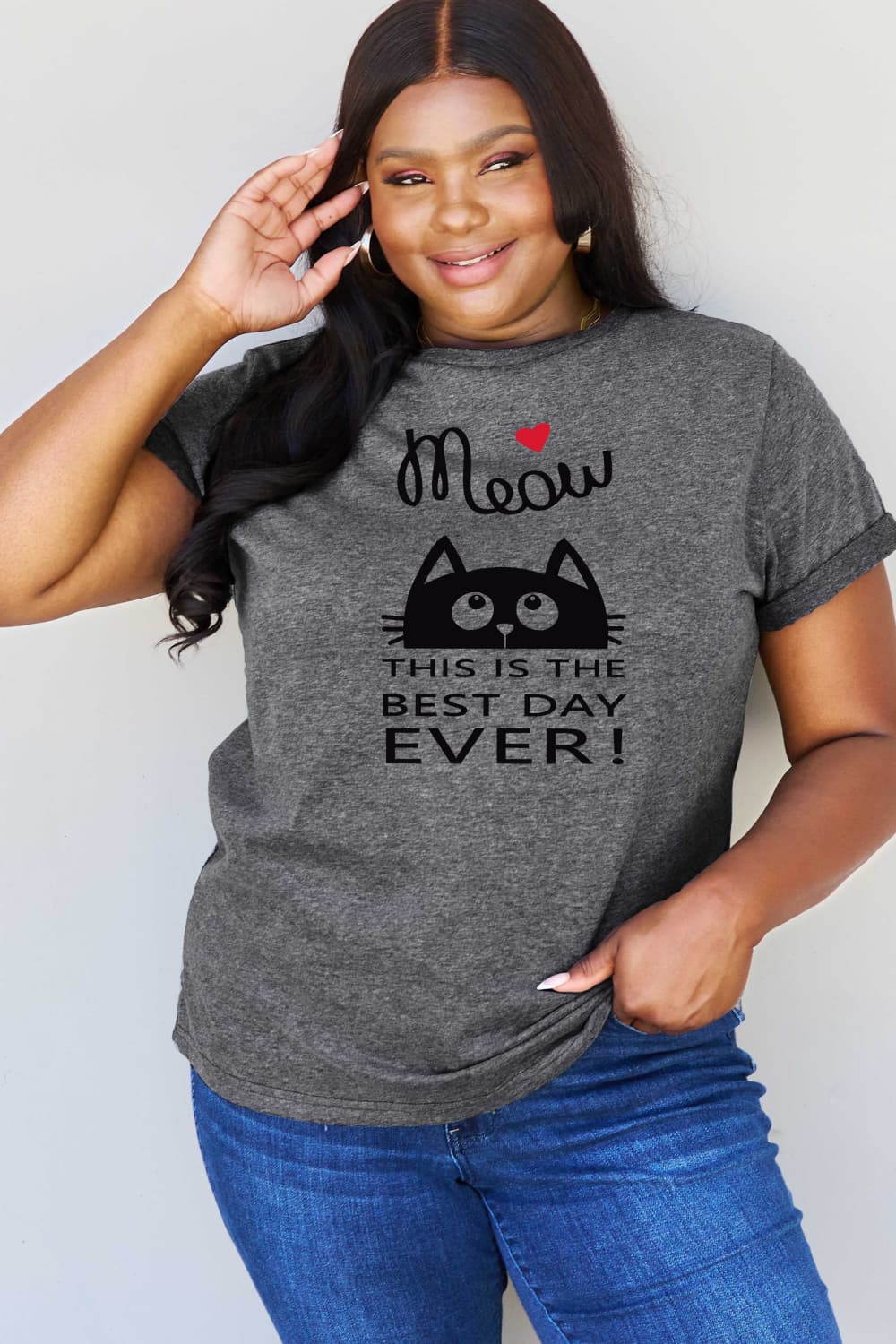 MEOW THIS IS THE BEST DAY EVER! Graphic Cotton T-Shirt