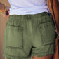 Pocketed Frayed Denim Shorts