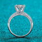 2 Carat Moissanite 925 Sterling Silver Side Stone Ring