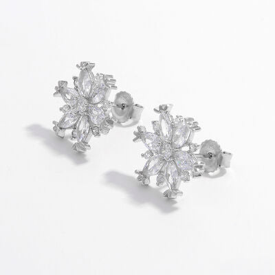 925 Sterling Silver Zircon Snowflake Earrings