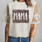 Embroidery Round Neck Short Sleeve MAMA Graphic Blouse
