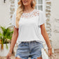 Spliced Lace Flutter Sleeve Top