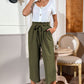 Round Neck Short Sleeve Top and Belted Pants Set