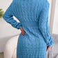 Cable-Knit Round Neck Mini Wrap Sweater Dress