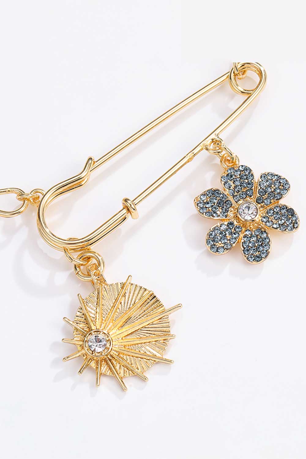 Rhinestone Flower Paperclip Chain 5-Piece Necklace Set