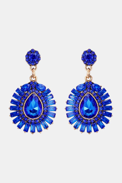 Teardrop Shape Glass Stone Dangle Earrings