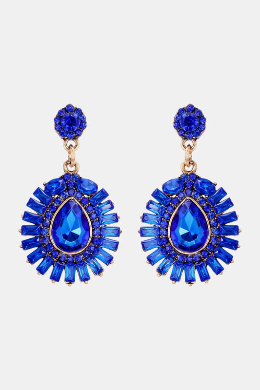 Teardrop Shape Glass Stone Dangle Earrings