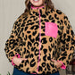 Plus Size Leopard Zip Up Jacket with Pockets