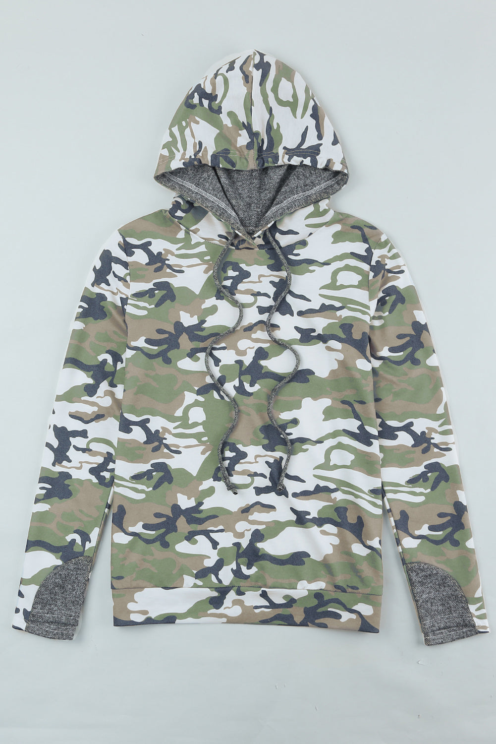 Camouflage Sequin Drawstring Hoodie